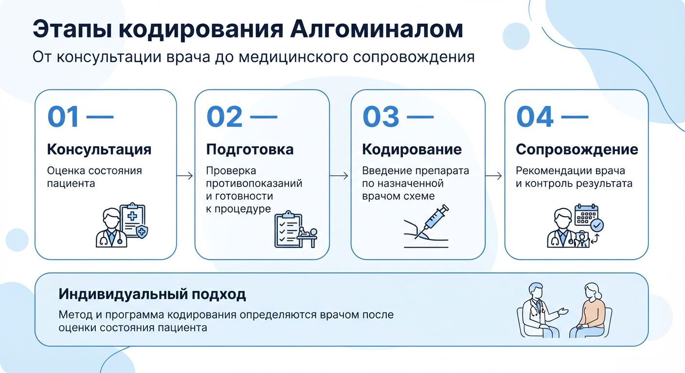 Кодирование препаратом «Алгоминал» в Кинеле инфографика